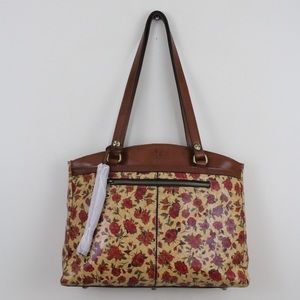 Patricia Nash Tan Rosso Fiore Poppy Tote Bag